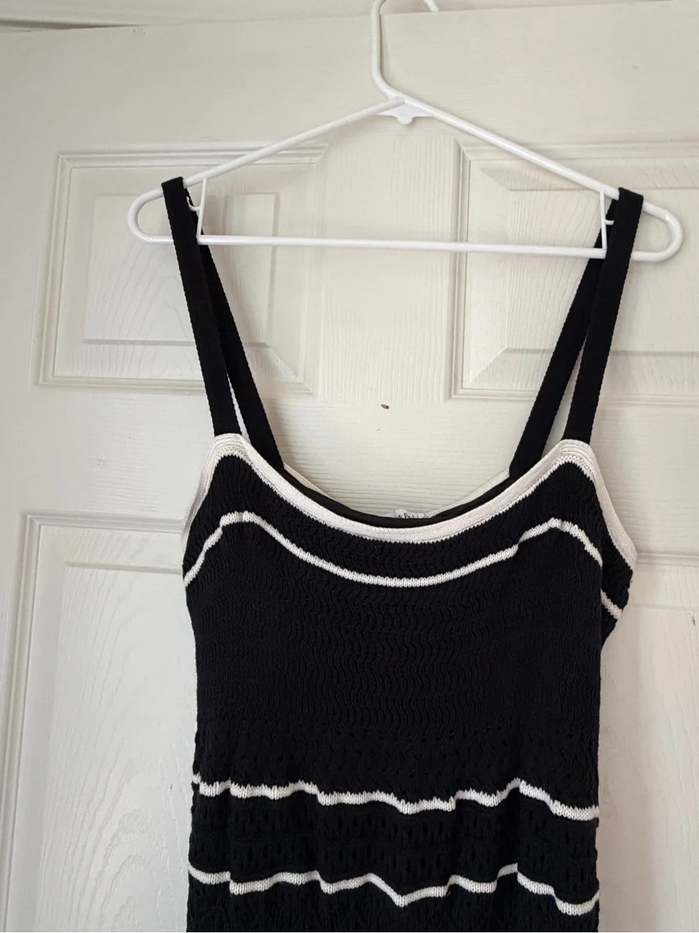 Abercrombie & Fitch Black Crochet Maxi Dress with White Trim